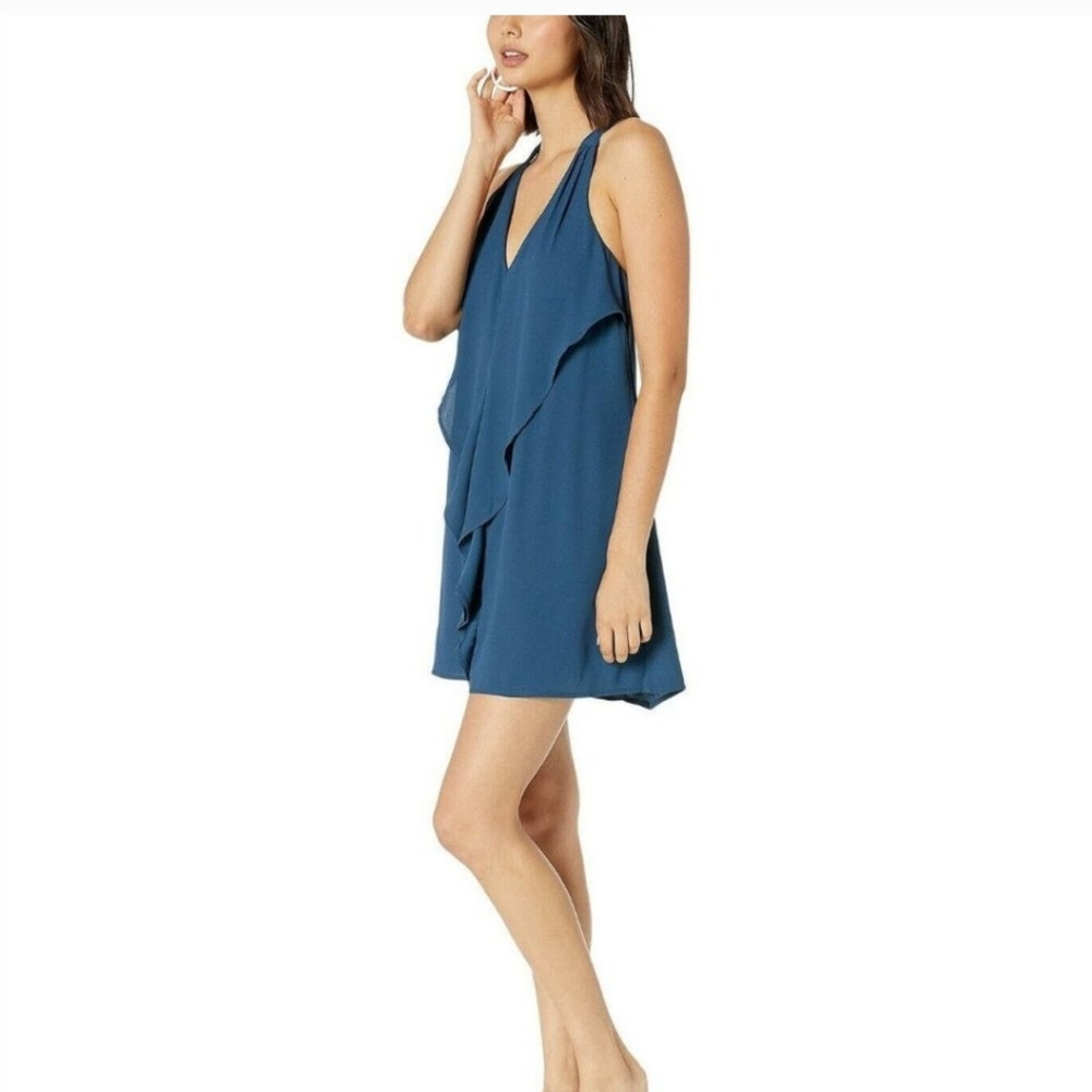 BCBG Generation Blue Halter Ruffled Mini Dress Small - Picture 4 of 8
